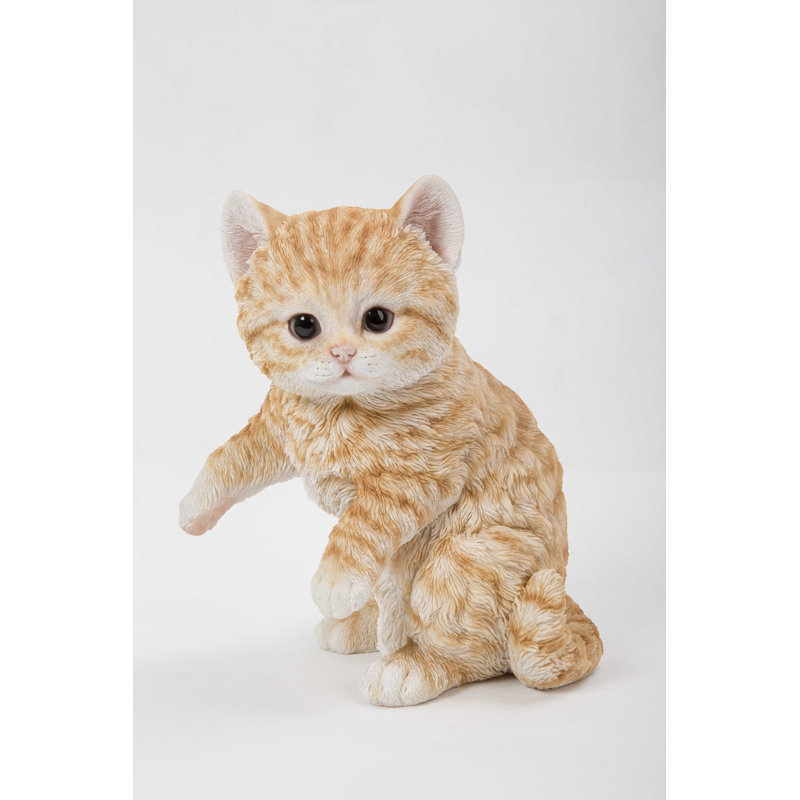 grey tabby cat statue